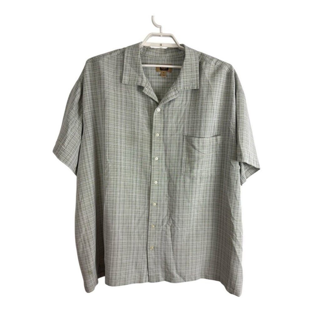 Foundry Mens Shirt Size 5XL Button Down Gray Short Sleeve Pocket Casual